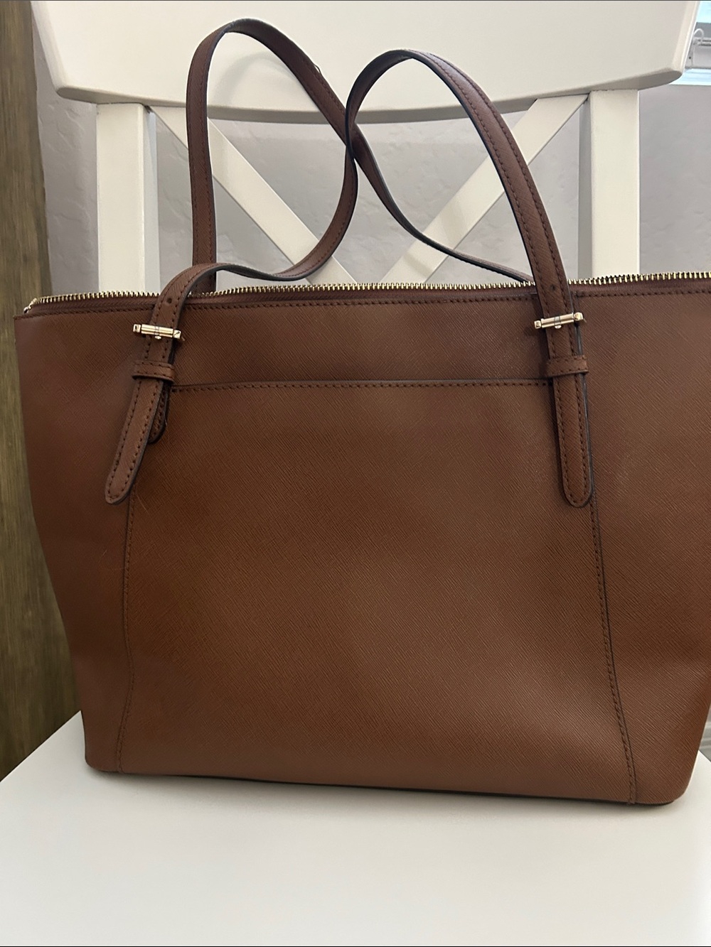 Michael Kors Brown Saffiano Tote with Gold Hardware - Picture 2 of 5